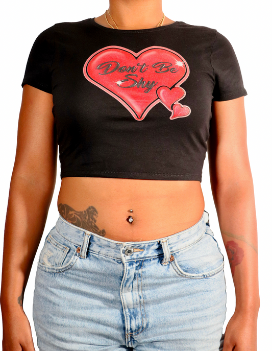 DON'T BE SHY BABY TEE IN BLACK